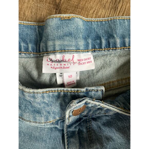 Isabel Maternity Midi Short No Panel‎ Stretchy Waist Size 10 Light Wash - Picture 3 of 9